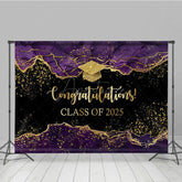 Aperturee - Aperturee Elegant Purple Gold Marbled Backdrop For Graduation